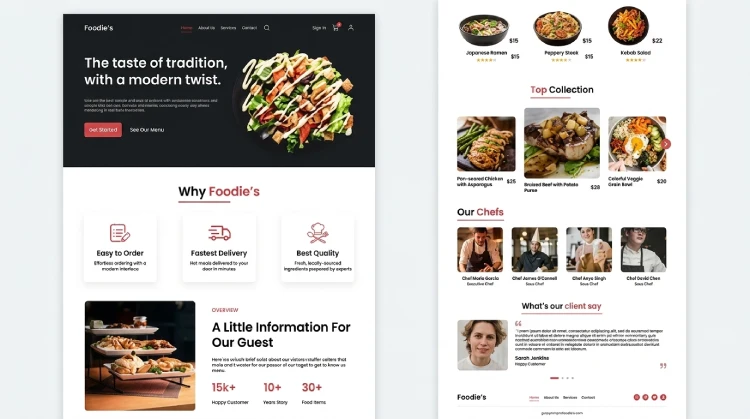 Restaurant website design for dining businesses